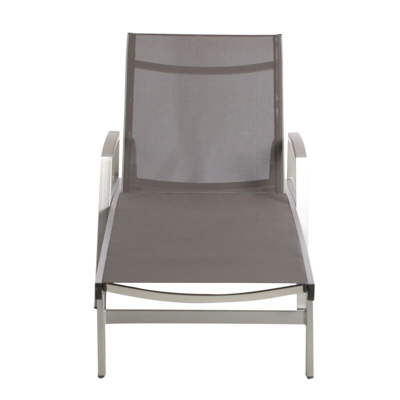 305143 Oxton Outdoor Mesh And Aluminum Chaise Lounge Gray 1