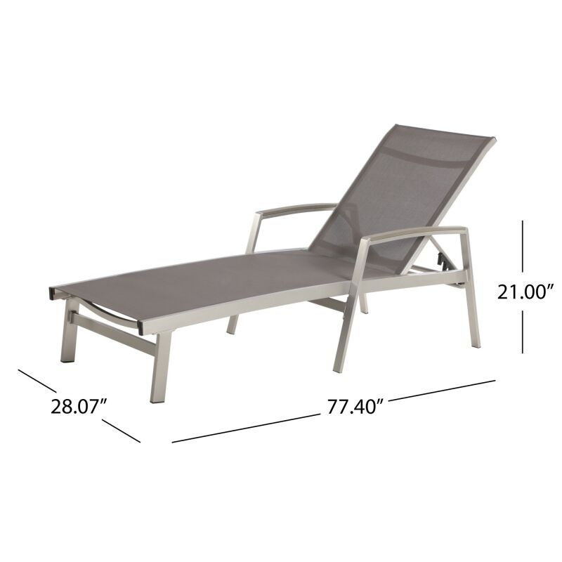 305143 Oxton Outdoor Mesh And Aluminum Chaise Lounge Gray 3