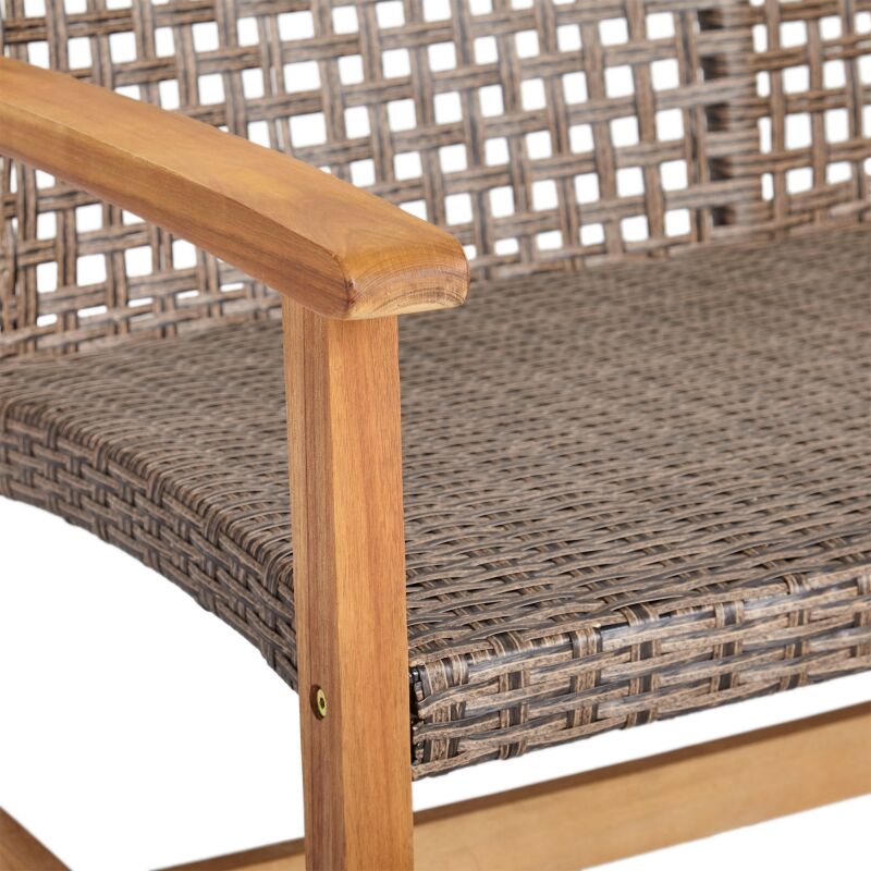 305212 Hampton Outdoor Wood And Wicker Club Chairs Set Of 4 Teak Finish And Mixed Mocha 4