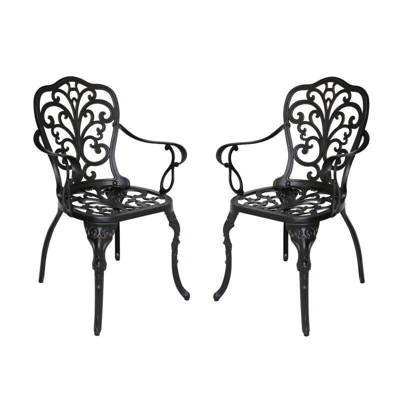 305324 Viga Outdoor Cast Aluminum Dining Chair (Set of 2), Shiny Copper