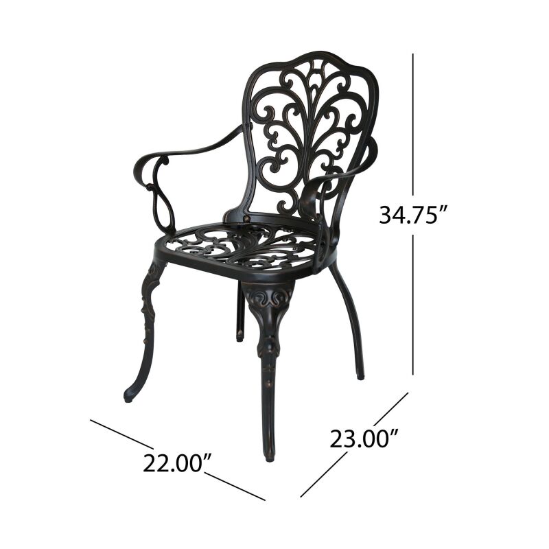 305324 Viga Outdoor Cast Aluminum Dining Chair Set Of 2 Shiny Copper 3