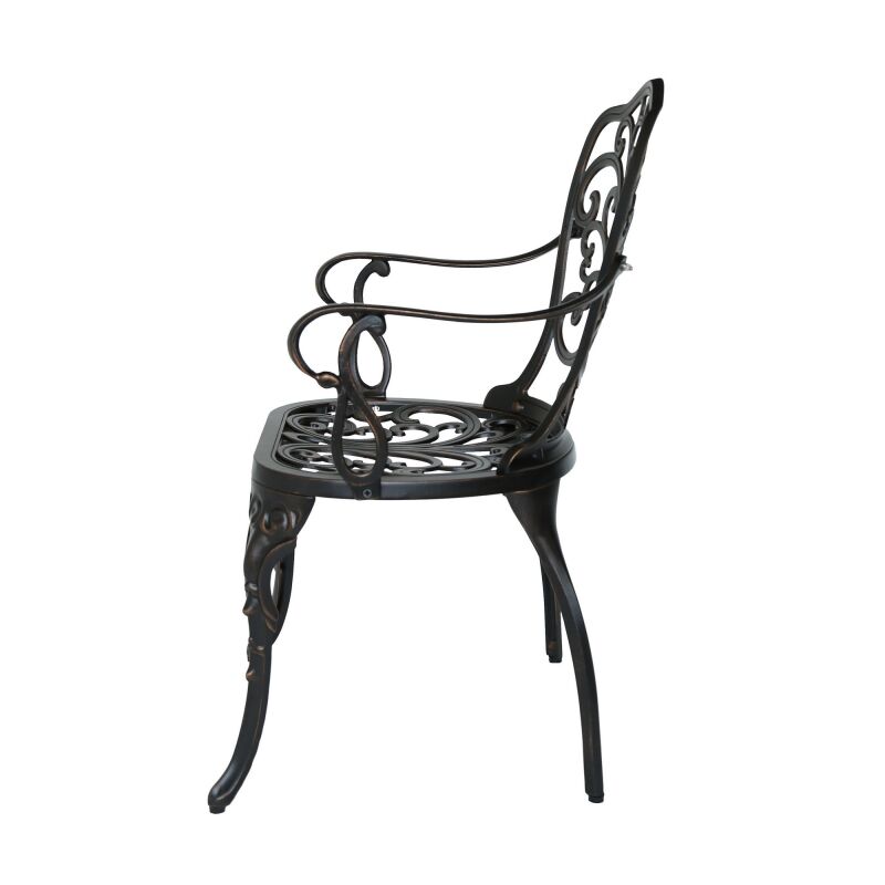 305324 Viga Outdoor Cast Aluminum Dining Chair Set Of 2 Shiny Copper 4