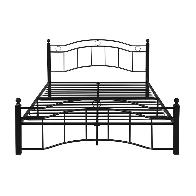 306657 Bouvardia Contemporary Iron Queen Bed Frame, Flat Black