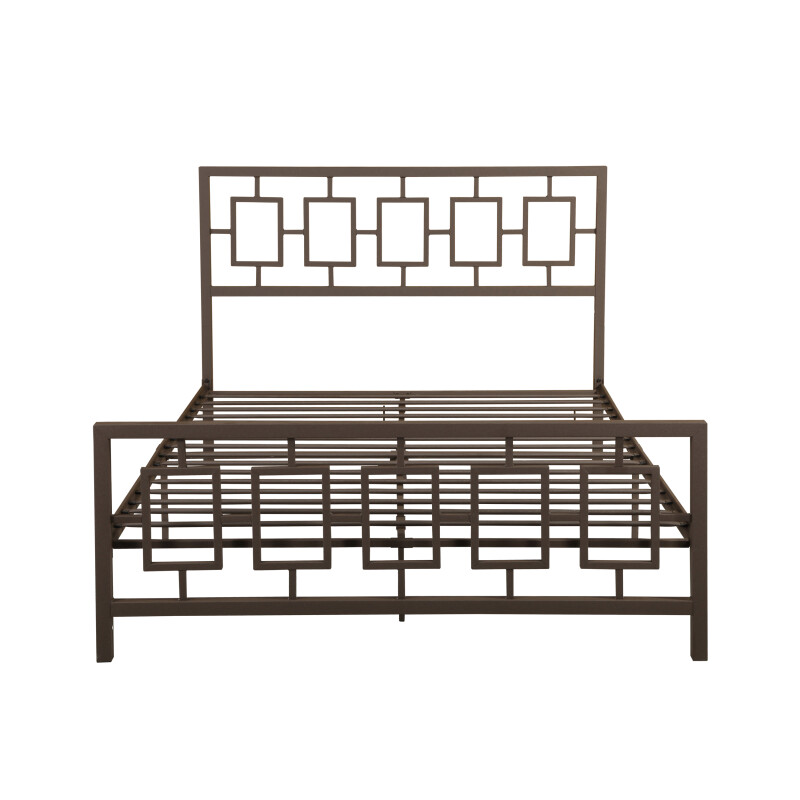 307583 Claudia Modern Iron Queen Bed Frame, Hammered Copper