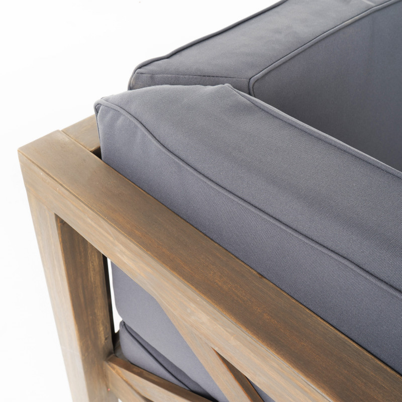308437 Brava Outdoor 9 Seater Acacia Wood Sectional Sofa Set Gray Finish And Dark Gray 4