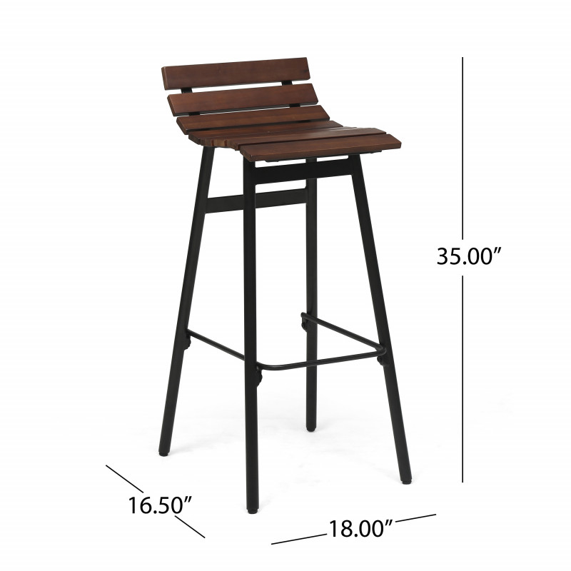 309094 Pepperwood 35 Wooden Barstool Set Of 2 Dark Brown And Black Finish 3
