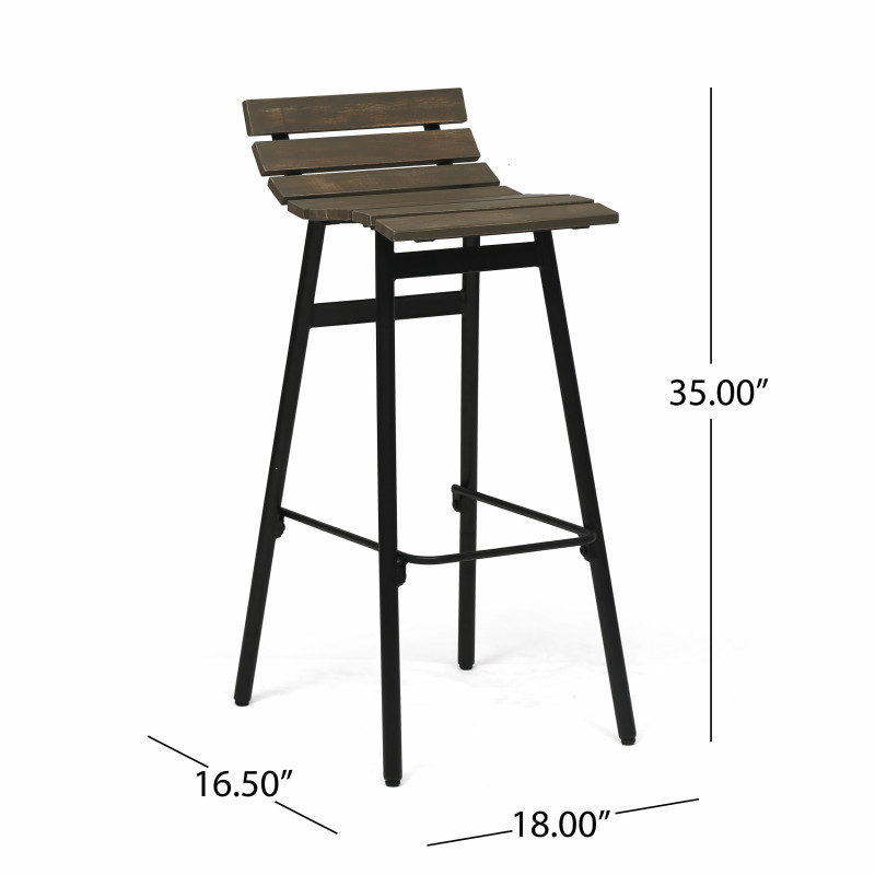 309095 Pepperwood 35 Wooden Barstool Set Of 2 Gray And Black Finish 3