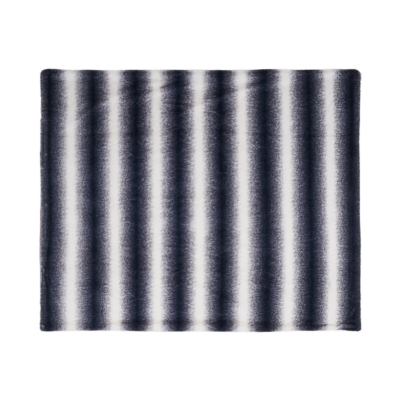 309404 Gipson Faux Fur Throw Blanket Black With White Stripes 6