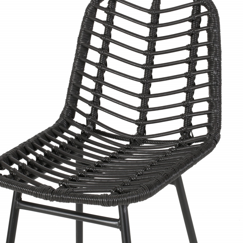 309981 Sawtelle Outdoor Wicker Barstools Set Of 2 Gray And Black 5