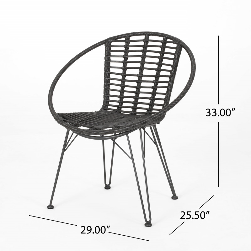 309985 Highland Outdoor Wicker Dining Chairs Set Of 2 Gray And Black 3