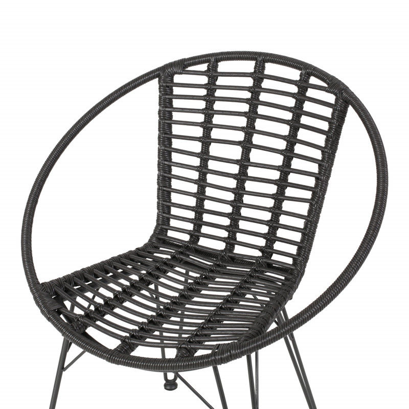 309985 Highland Outdoor Wicker Dining Chairs Set Of 2 Gray And Black 4