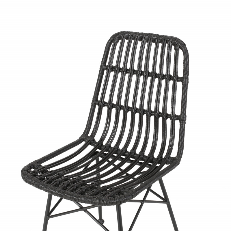 309989 Assisi Indoor Wicker Dining Chairs Set Of 2 Gray And Black 6