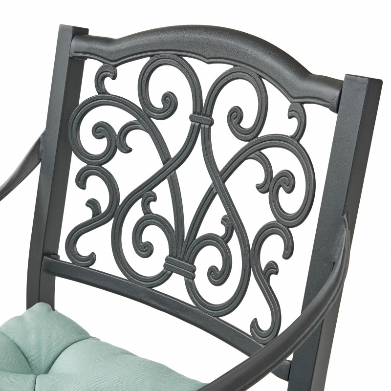 310144 Vallarta Outdoor Barstool With Cushion Set Of 2 Antique Matte Black And Teal 6