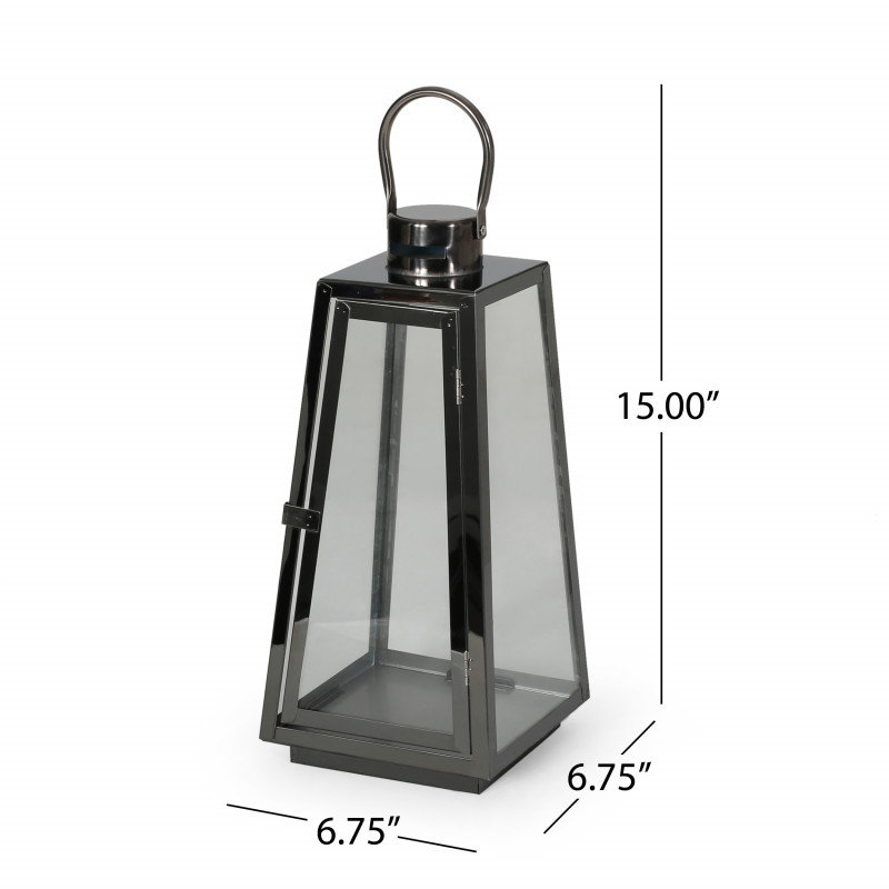 310266 Detroit 15 Modern Outdoor Stainless Steel Lantern Black 3