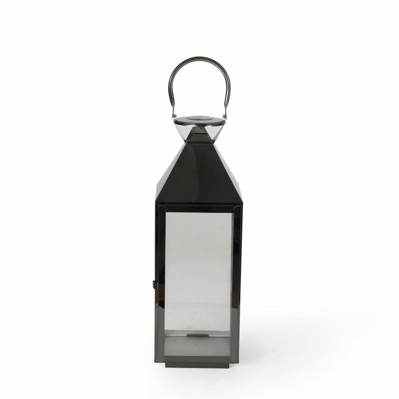 310278 Kestrel 22" Modern Stainless Steel Lantern, Black