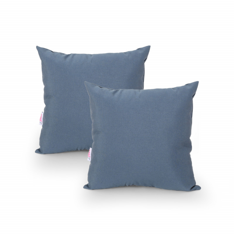 310435 Laight Outdoor Modern Square Water Resistant Fabric Pillow (Set of 2), Dusty Blue