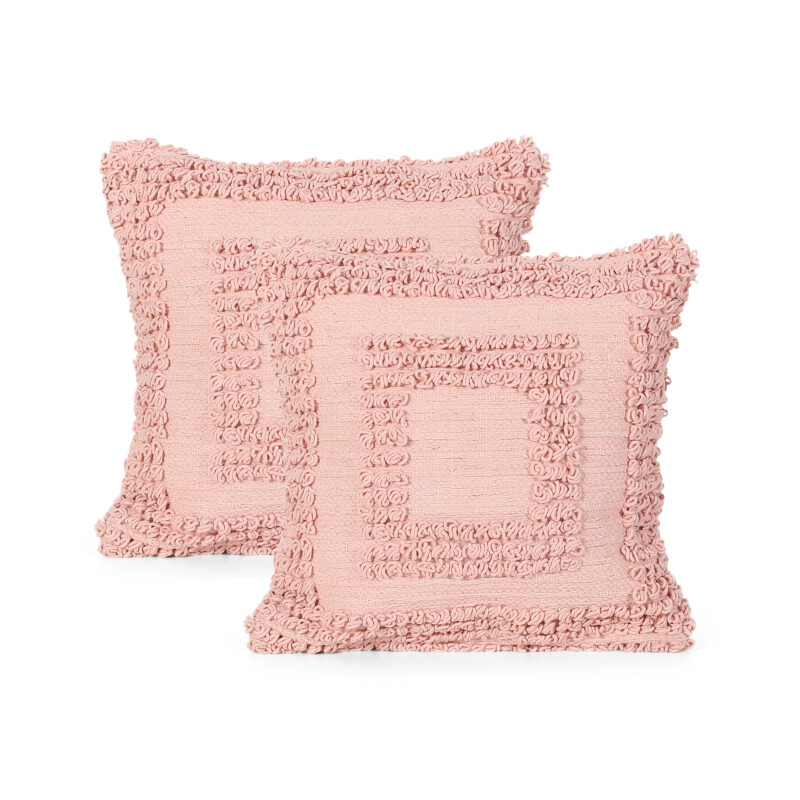 310592 Archer Boho Cotton Throw Pillow (Set of 2), Pink