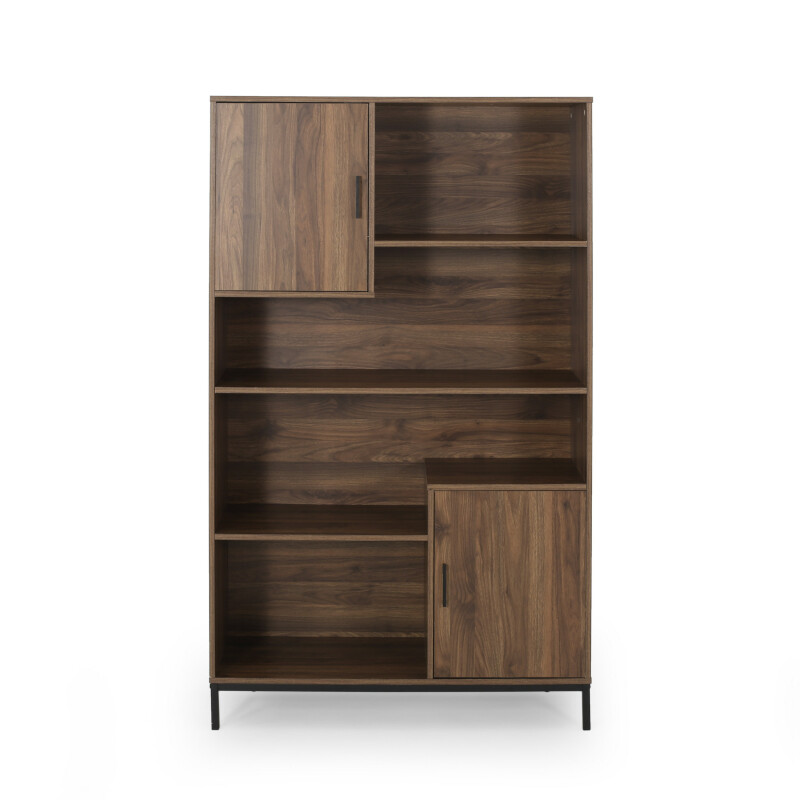 Frankford Contemporary Faux Wood Cube Unit Bookcase, Walnut and Black