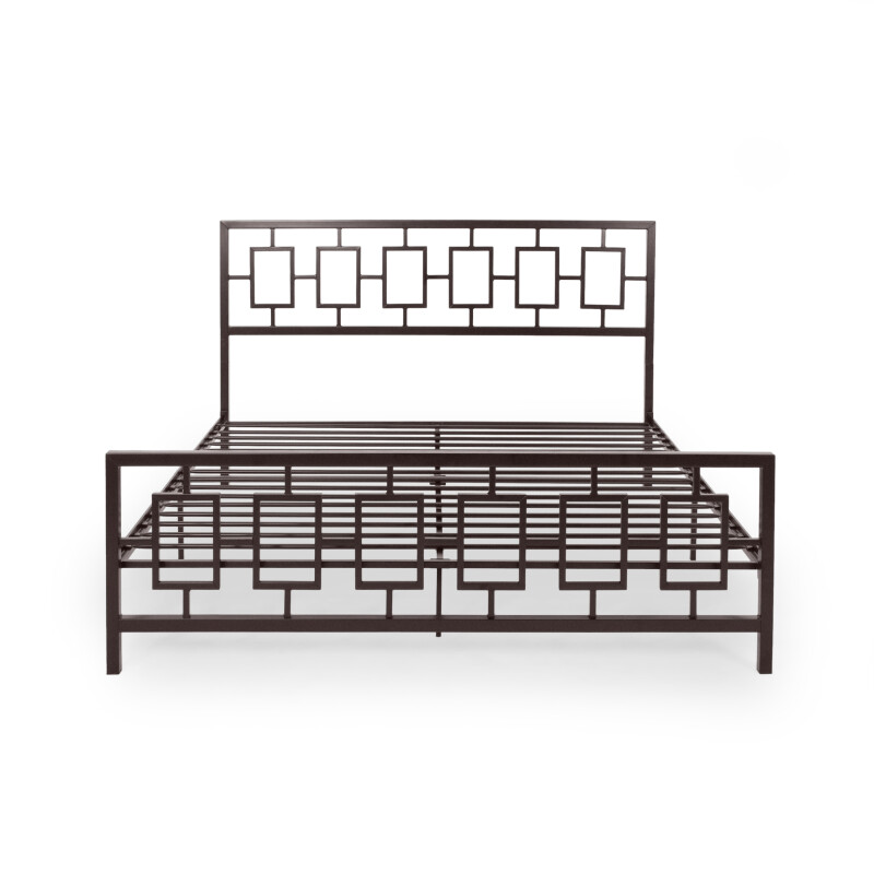 311003 Claudia Modern Iron King Bed Frame, Hammered Copper