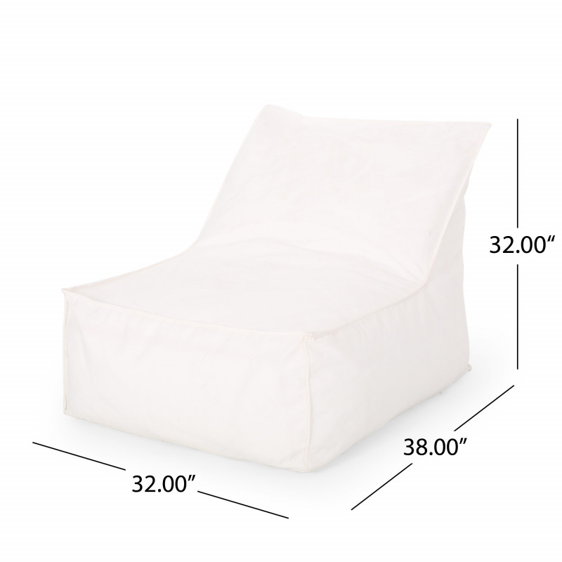 311081 3 Ft Outdoor Contemporary Water Resistant Fabric Bean Bag Chair White 3