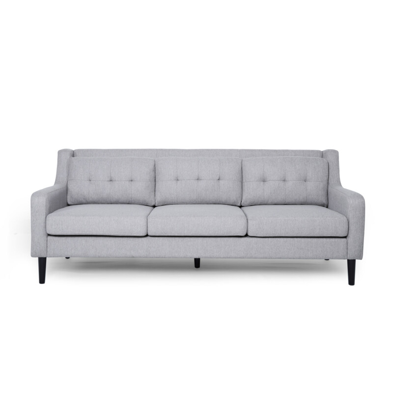 311178 Reynard Tufted Fabric 3 Seater Sofa Cloud Gray and Espresso