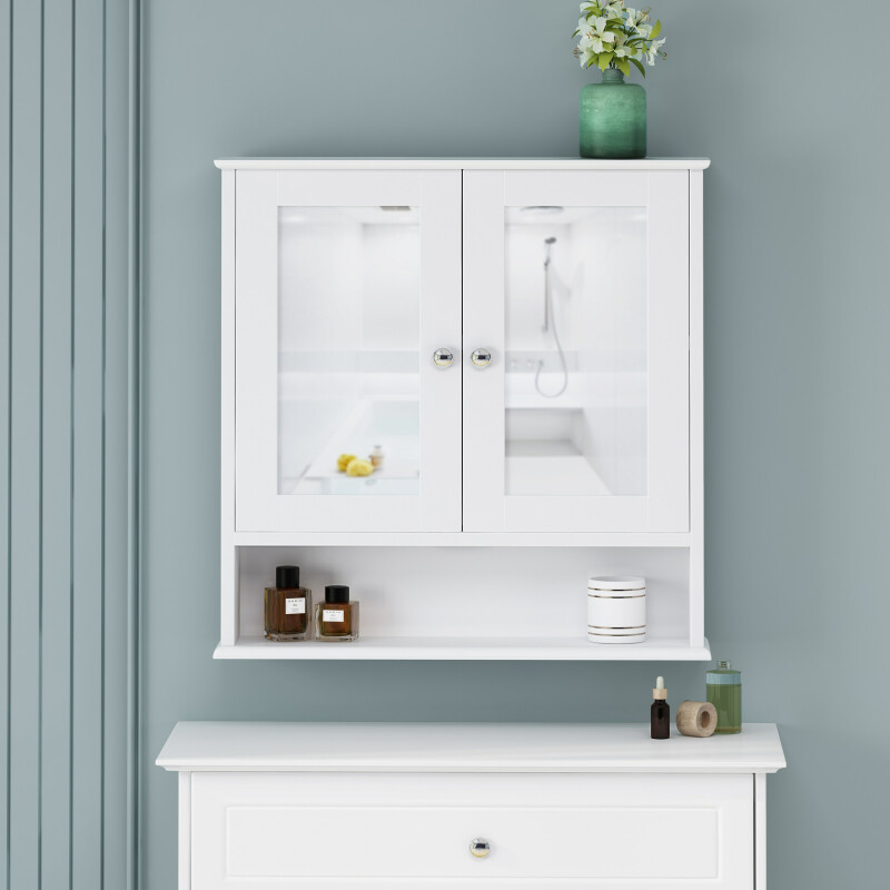 311193 Haswell Modern 2 Door Medicine Cabinet with Mirrors, Matte White