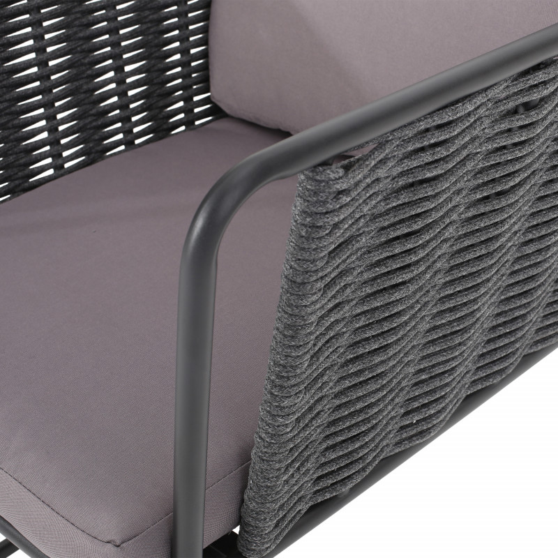 311221 La Jolla Modern Outdoor Rope Weave Club Chair With Cushions Set Of 2 Dark Gray Gray And Black 5