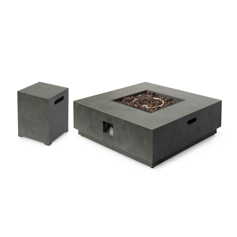 Wellington Outdoor 40-Inch Square Fire Pit with Tank Holder, Concrete