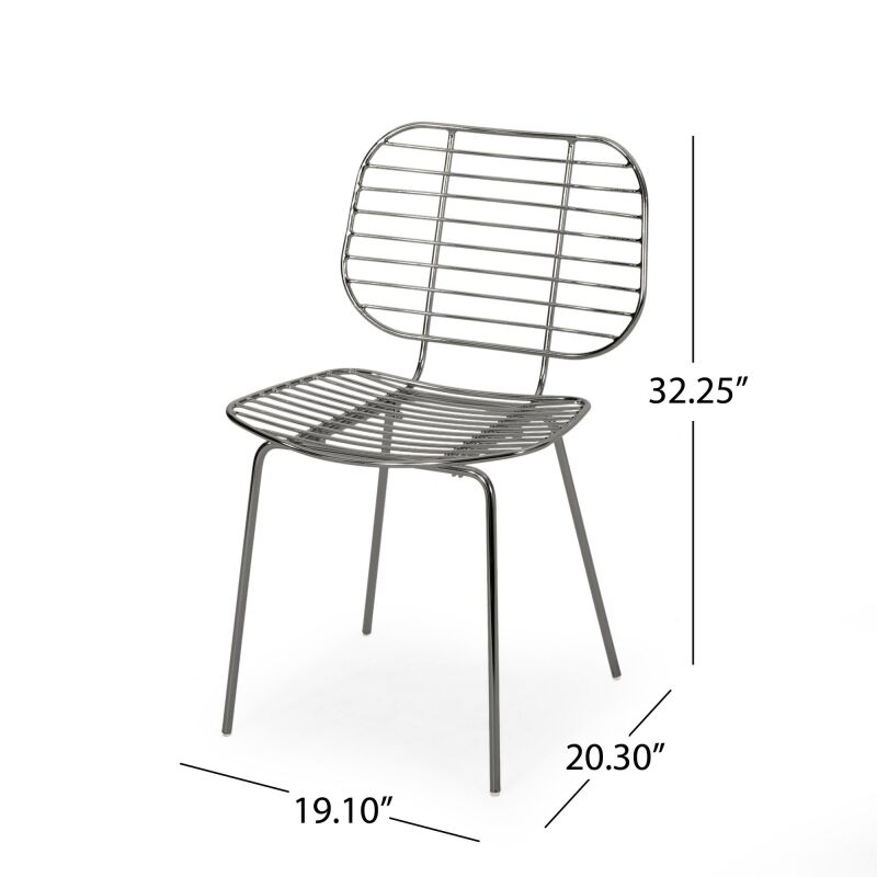 311309 Loudon Modern Glam Iron Dining Chair Gunmetal 3