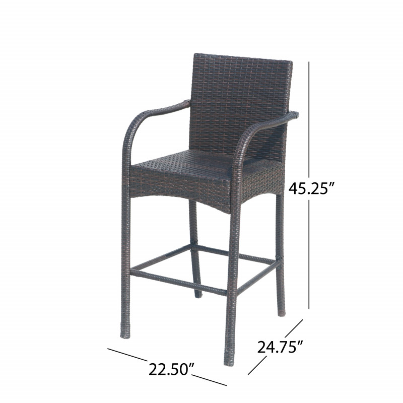311343 Cascada Outdoor Wicker Barstool Chair Set Of 2 Multi Brown 3