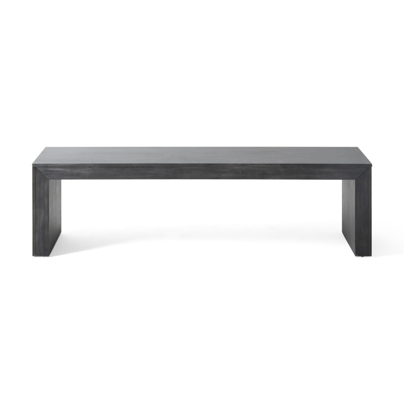 311415 Pannell Farmhouse Acacia Wood Dining Bench, Black