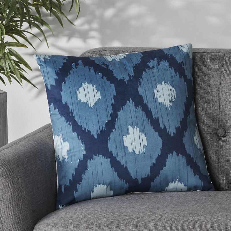 312052 Alumore Modern Throw Pillow, Teal and Dark Blue