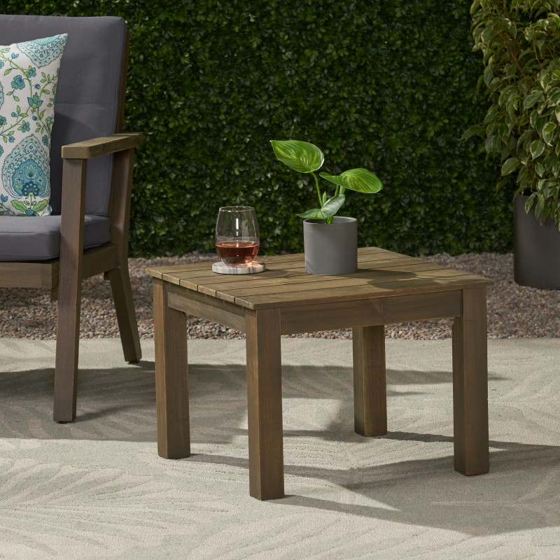 312148 Temecula Outdoor Mid-Century Modern End Table, Gray