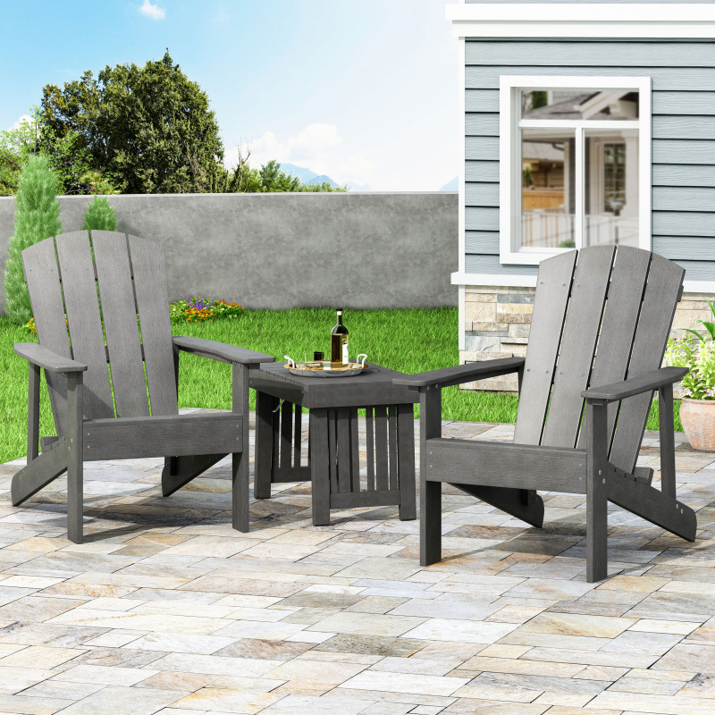 312836 Culver Outdoor Adirondack Chairs (Set of 2), Gray