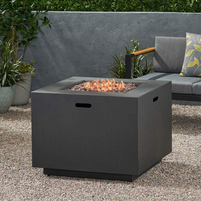 312977 Wellington Outdoor 33-Inch Square Fire Pit, Brushed Brown