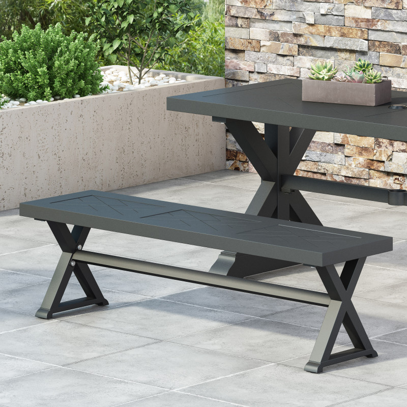 313969 Waterford Outdoor Aluminum Bench, Antique Black