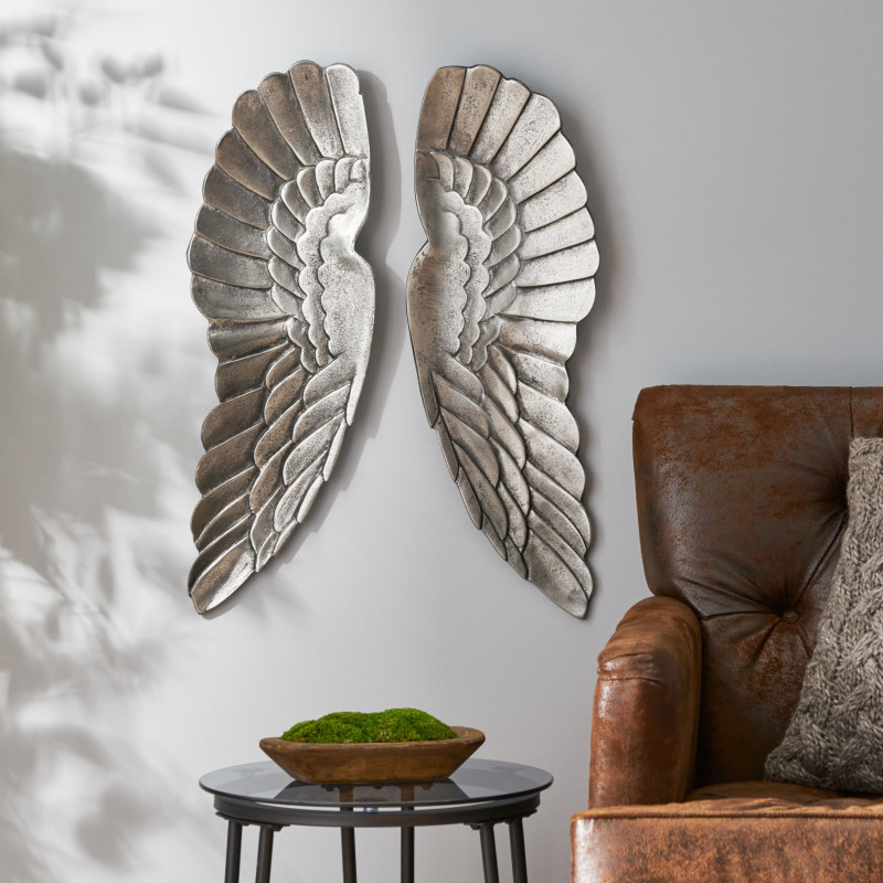 314057 Lithonia Handcrafted Aluminum Angel Wings Wall Decor, Antique Nickel