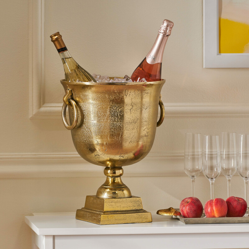314567 Luttrell Handcrafted Aluminum Champagne Cooler, Raw Gold