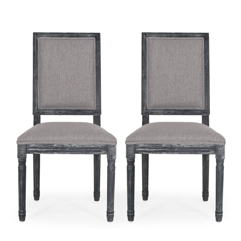 315548 Regina French Country Wood Upholstered Dining Chair (Set of 2) Gray