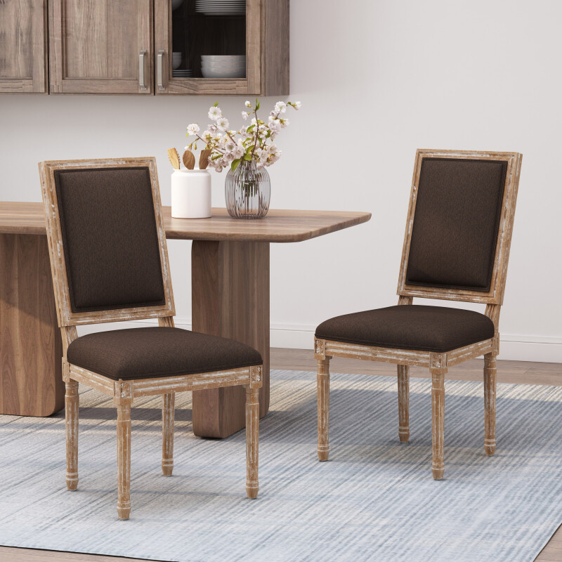 315549 Regina French Country Wood Upholstered Dining Chair (Set of 2) Brown and Natural