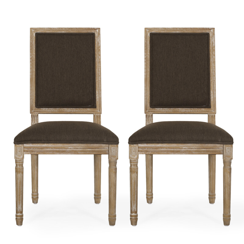 Regina French Country Wood Upholstered Dining Chair (Set of 2) Brown and Natural