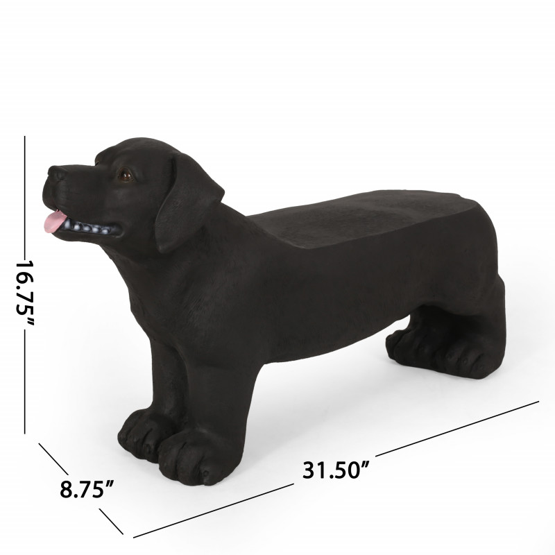 315594 Hyrum Outdoor Labrador Dog Garden Bench Matte Black 3
