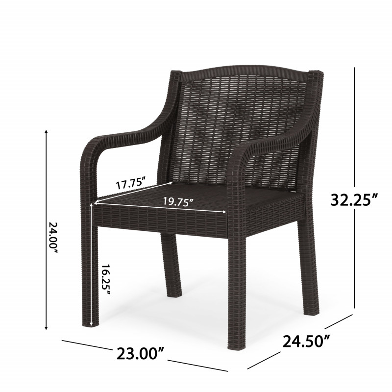 315866 Marengo Outdoor Faux Wicker Dining Chairs Set Of 2 Dark Brown 3