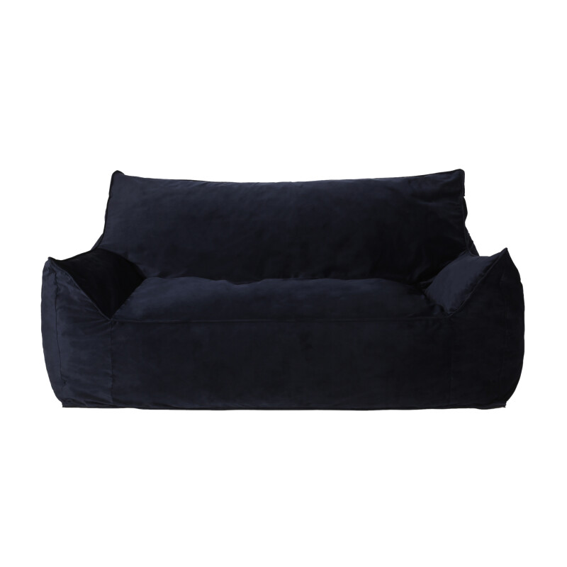 316002 Velie Modern Velveteen 2 Seater Oversized Bean Bag Chair with Armrests, Black