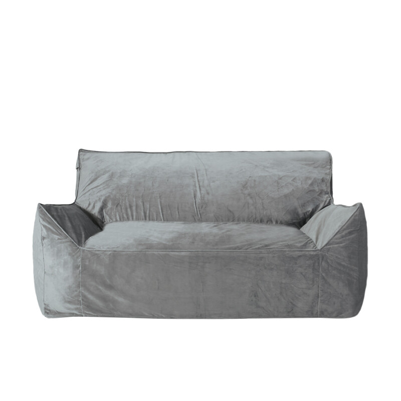 316003 Velie Modern Velveteen 2 Seater Oversized Bean Bag Chair with Armrests, Gray