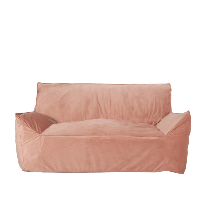 316005 Velie Modern Velveteen 2 Seater Oversized Bean Bag Chair with Armrests, Pink