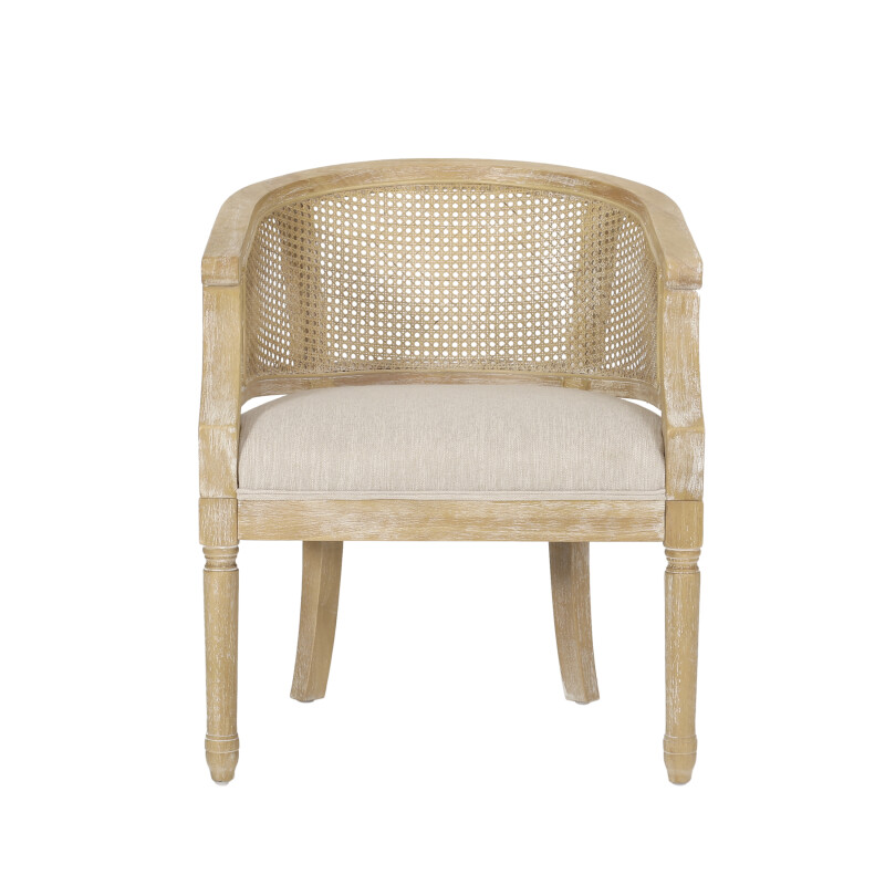 Steinaker French Country Wood and Cane Accent Chair, Beige and Natural ...