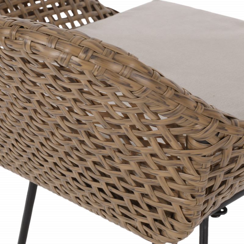 316042 Kevin Outdoor Wicker And Iron Barstools With Cushion Set Of 2 Light Brown And Beige 3