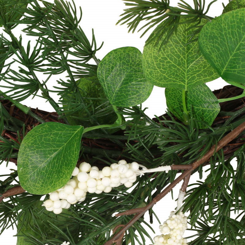 316183 Leigh 25.5 Eucalyptus And Pine Artificial Wreath With Berries Green And White 4