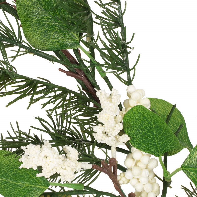 316185 Leigh 5 Foot Eucalyptus And Pine Artificial Garland With Berries Green And White 3